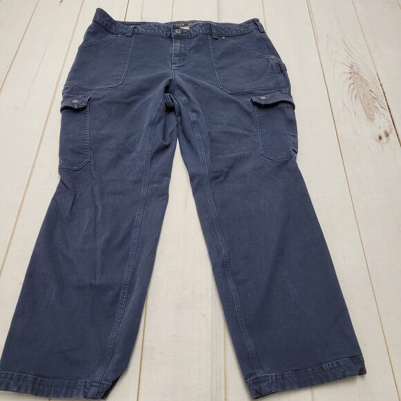 Duluth Trading curvesetter waistband utility carpenter work pants blue short - Picture 1 of 7